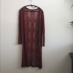 Long rust color cardigan